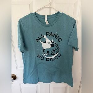 All Panic No Disco - Funny Opossum Blue Graphic T-Shirt from Snorg Tees NWOT